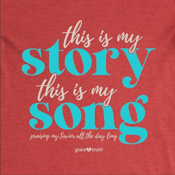 Kerusso Women's Cotton Adult V-neck Short Sleeve T-Shirt "This Is My Story" New - Picture 2 of 3